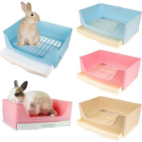 Large Rabbit Litter Box Drawer Corner Toilet Box Grate Potty Trainer Bigger Pet Pan Adult Guinea Pigs Box Pet Cleaning Supplies