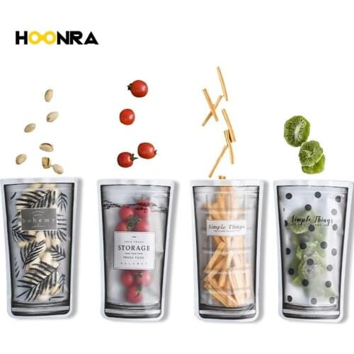 HOONRA Household Plastic bags Portable Snacks Sealing Zipper Bag Fruit Vegetable Refrigerator Storage Bag Nuts Moistureproof Bag