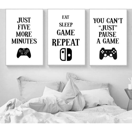 Game Gamer Quotes Abstract Art Canvas Painting Living Room Bedroom Cafe Internet Nordic Style Wall Art Picture