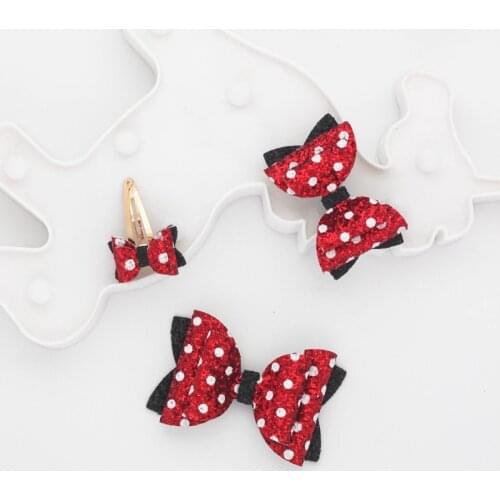 Set Handmade Mickey Minnie Cute Glitter Bows Side Hair Clip Shiny Hair Accessories Girls Kids Childr Hairpins Headwear Barrettes