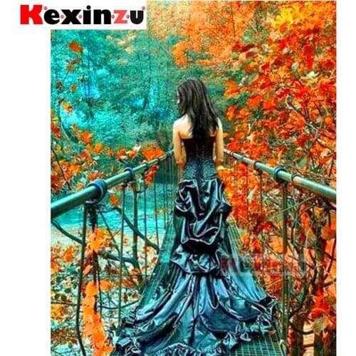 Full 5d Square/Round Diamond Painting-Maple leaf woman-Diamond Embroidery kit Cross Stitch Mosaic Full Picture Rhinestone Decor