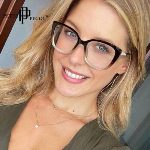 Square Optical Transparent Glasses Women Men Gradient Eyewear Frame Blue Light Blocking Clear Glasses Fashion Computer Glasses