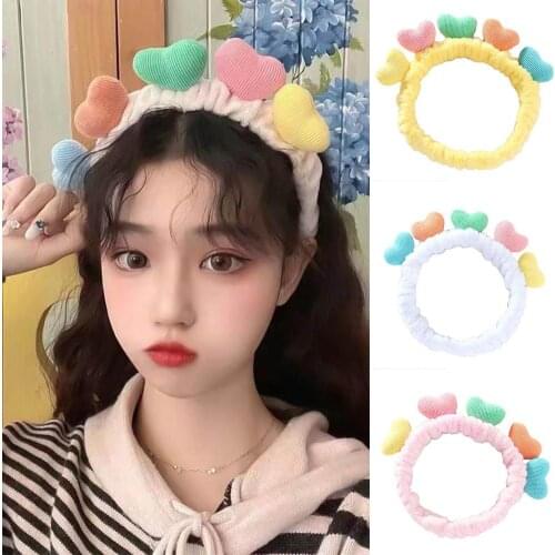 Cute Heart Soft Elastic Headband Women Makeup Shower Face Washing Hair Band Featuring heart decorated, making this headband