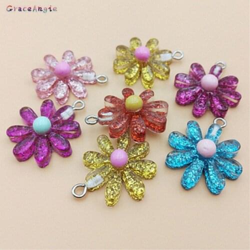 10pcs/lot Cute Charms Resin Flowers Pendant for Earring DIY jewelry Kawaii Flat back resin Daisy flower Charms for DIY Necklace