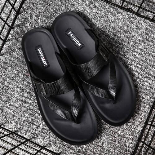 Genuine Leather Mens Slippers outdoor breathable Men Flip Flops Beach Sandals Non-slip Male Slippers Home Slippers Pantuflas