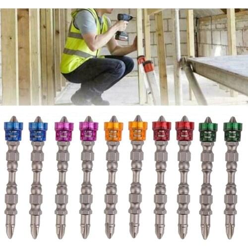 10pcs Magnetic Screwdriver Bit Set 65mm S2 Alloy Steel Cross Double-Headed Drill Bits For Pneumatic Electric Screwdrivers Drill