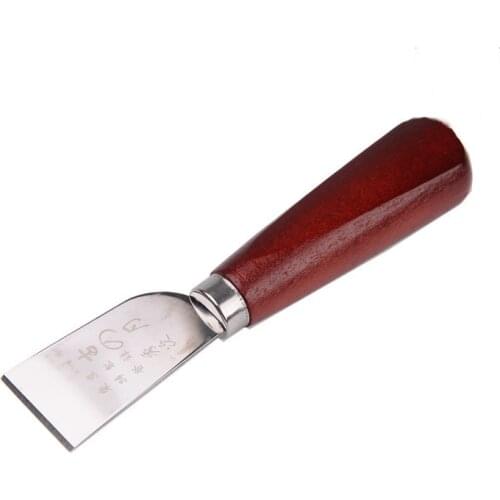Wooden Handle Stainless Steel Leather Cutting Knife Diy Leather Craft Tool Professional Thinning Knife Leather Processing Tool