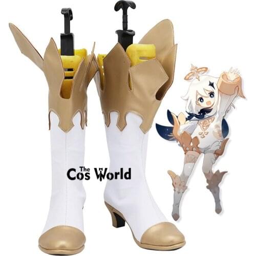 Genshin Impact Traveler Paimon Games Customize Cosplay High Heels Shoes Boots