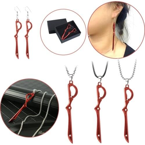 Anime KILL La Kill Earrings Necklace Red Drop Dangle Fashion Cosplay Props Jewelry For Women Men Unisex Cosplay Props Gift