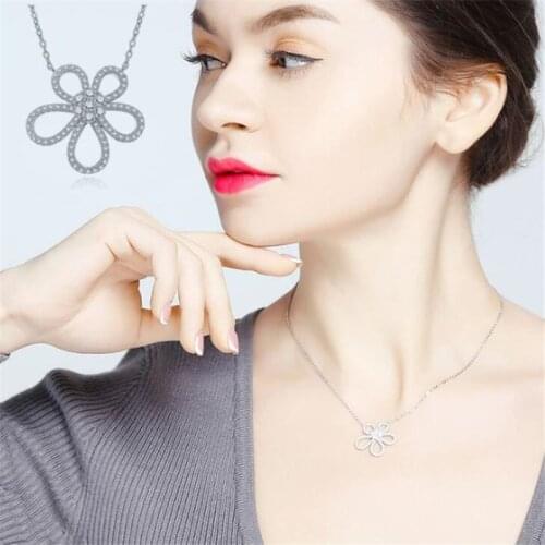 Season Gate 925 Sterling Silver Chain Shining Flower Simple Fashion Necklace for women SN036