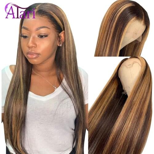 Transparent Highlight Wig 100% Virgin Human Hair Wigs Straight Lace Front Wigs For Women Hd Lace Frontal Wig Malaysia Hair Wigs