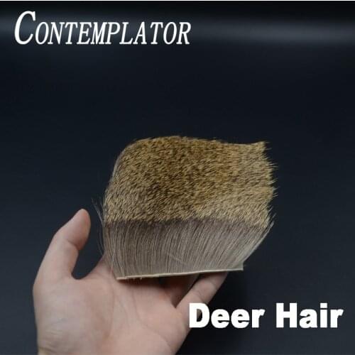 CONTEMPLATOR 1pc 8cm*8cm Natural Color Deer Hair Patch for muddlers hoppers humpies deer body fur dry flies bodies tails wings