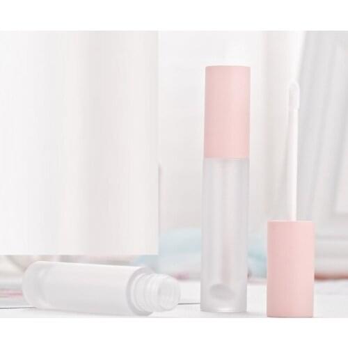 25 pcs/lot 5ML Empty Lip Gloss Tubes Round Pink Frosted Empty Cosmetic Containers DIY Lipgloss Lip Gloss Tube Containers
