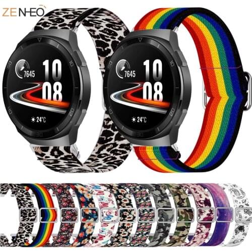 Nylon 22MM watchband for Samsung Galaxy Watch3 45mm/Huawei GT2 PRO/Huawei watch GT 2e adjustable elastic printing strap