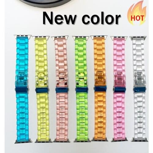 New Resin Watch strap for apple watch 5 4 band 42mm 38mm correa transparent steel iwatch series 5 4 3/2/1 watch band 44mm 40mm