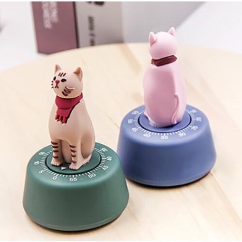 Cartoon Cat Portable Kitchen Cooking Timer Baking Time Manager Mechanical Countdown Reminder Alarm