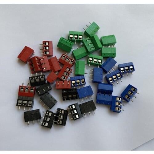 100PCS/LOT kf301-3p splice, screw type PCB spacing 5.0 terminal,copper foot/ iron foot four-color KF301 red, green, black, blue