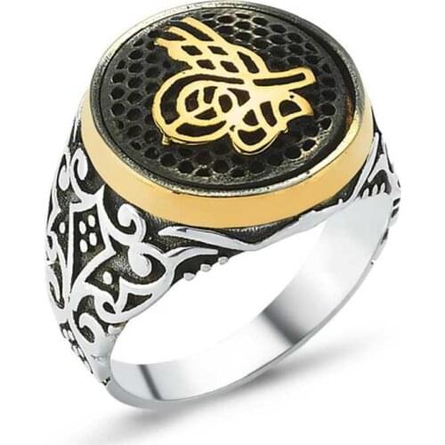 Tevuli 925 Sterling Silver Tuğralı Male Ring