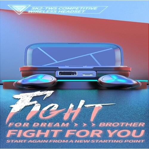 SK2 TWS Wireless Earphone Touch Digital Display Bluetooth Headsets In-ear Stereo Music Mic Earbuds Sport Waterproof Headphones