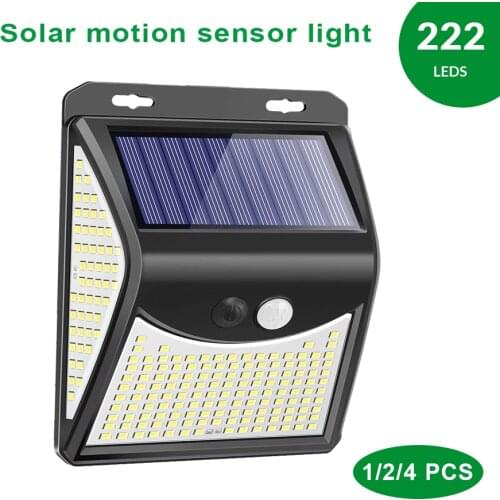 100 144 222LED Solar Light Outdoor Solar Lamp with Motion Sensor Waterproof Solar Lamp Powered Sunlight Spotlights for Garden