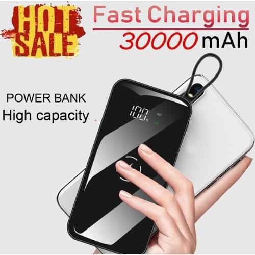 30000mAh High Capacity Wireless Portable Fast Charging PowerBank with Digital Display External Battery for Xiaomi Iphone Samsung