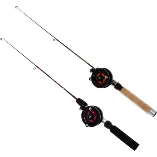 1 Set Fishing Rod With Fishing Reel Ultra Short Portable Mini Winter Outdoor Ice Fishing EVA Handle 4B/3B Reels Tackle Dropship