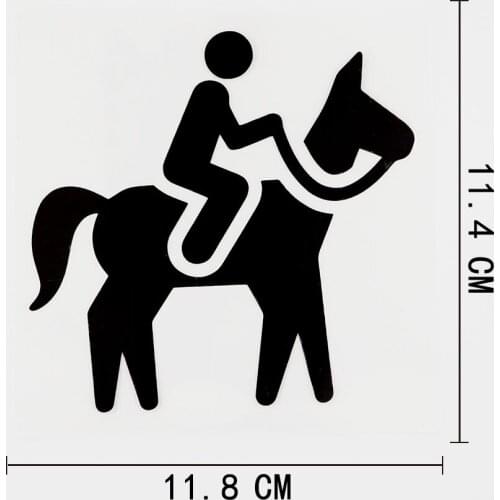 11.8CMX11.4CM Cartoon Horse Ride Rider Silhouette Decal Vinyl Car Sticker Black/Silver 8A-0809