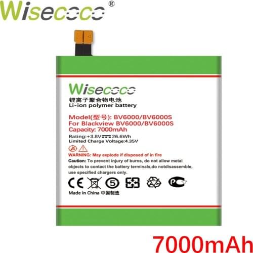 Wisecoco BV6000 2PCS 7000mAh New Powerful Battery For Blackview BV6000 BV6000S Phone Battery Replacement + Tracking Number