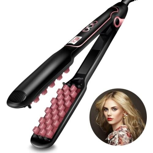 Hair Volumizing Iron Hair Straightener Curling Crimping Ceramic Crimper Hair Shiny Silky 2 in 1 Straightening&Curling Flat Iron