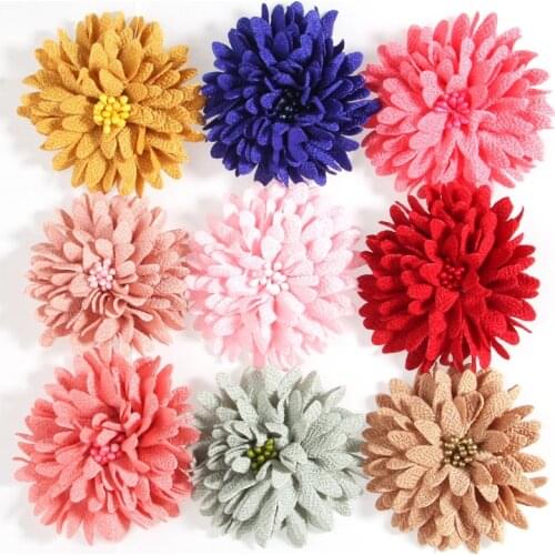 200PCS 7.5CM 3" Lace Fabric Flowers For Boutique Headbands Chiffon Headwrap Wedding Decoration For Hair Accessories