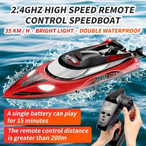 2021New Rc Boat 2.4G Remote Control Speedboat 35Km/h RTR Rechargeable Waterproof Cover Design Anti-Collision Protection