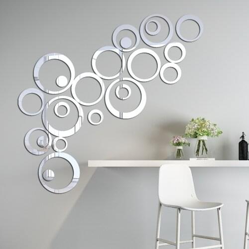 24pcs/set Acrylic Mirror Surface Polka Dots Circle Wall Sticker Home Decor Living Room Bedroom Decoration Poster Round Art Mural