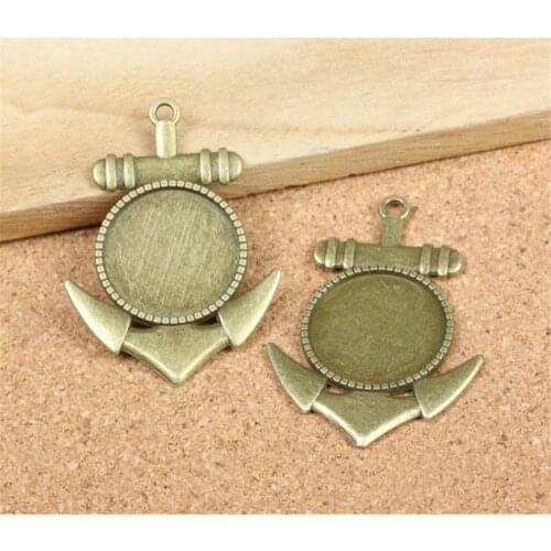 5pcs 20mm Inner size Antique Bronze Plated Anchor Style Cabochon Base Cameo Setting Charms Pendant