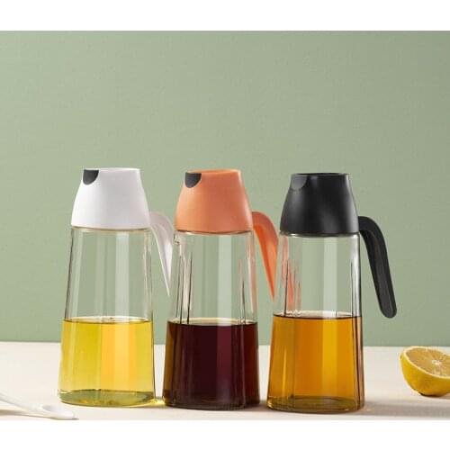Automatic Opening And Closing Glass Oil Bottle Kitchen Leak-Proof Oil Dispenser With Lid Sauce Vinegar Bottle Seasoning Bottle