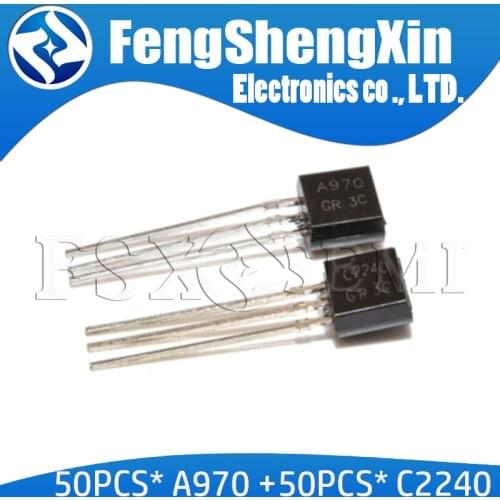 100pcs New 2SA970 2SC2240 TO92 (50PCS* A970 +50PCS* C2240 ) TO-92 Bipolar Transistors - BJT NPN
