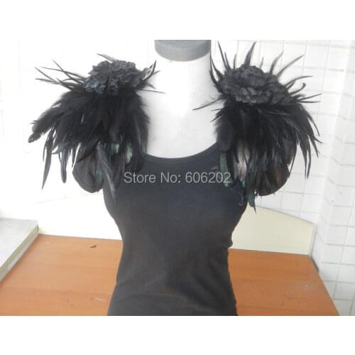 Black rooster feather shoulder epaulette #FSP13008