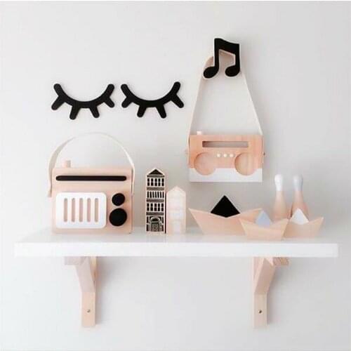 Decoration wall Cute Wooden 3D Eyelash Decorative Shelves Decor Accessories Children Kids Baby Room Home Decoration 1 Pair