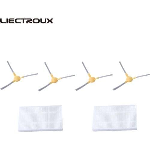 For C30B) Spare Parts Pack for LIECTROUX Vacuum Cleaning Robot, Including Side Brush x 4pcs + HEPA Filter x 2pcs