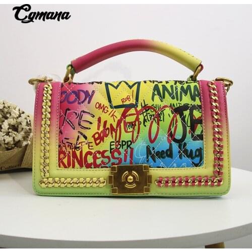 Graffiti Chain Bags For Women Rainbow Color Luxury Handbags Women Bags Designer Shoulder Bags Fashion Ladies Purses and Handbags