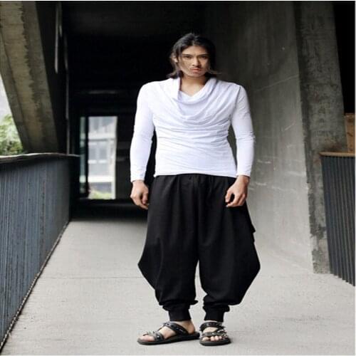 Customized 27-44 mens clothing fashion GD Hair Stylist hip-hop loose-fitting Hallen trousers plus size singer costumes