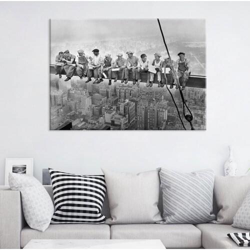 Lunch Atop A Skyscraper Retro Black and White Wall Art Pictures Canvas Painting American-Style Posters Prints Room Home Decor