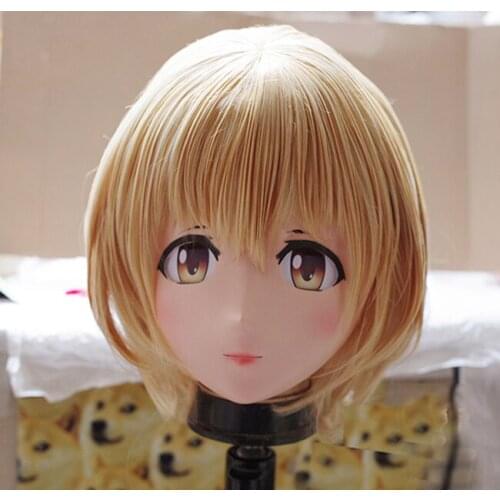 KM113) Handmade Female Resin Crossdress Pretty Girl 3/4 Head Lolita Doll Mask Japanese Anime Cosplay Kigurumi Mask Crossdresser