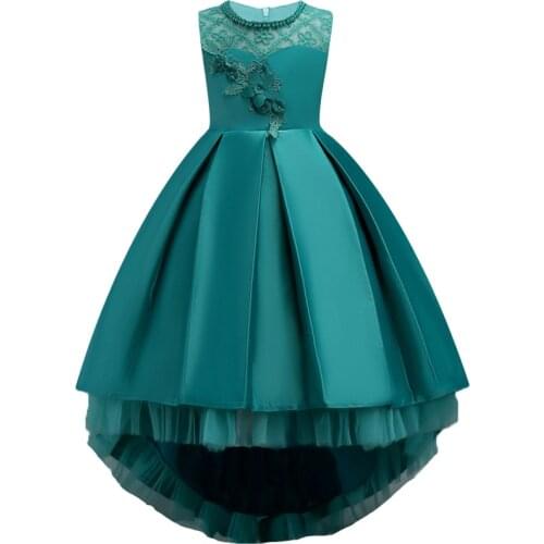 Girl First Communion Eucharist Attended Princess Lace Evening Dress Girls Pageant Dresses With Pears Tulle Flower Girl Dresses