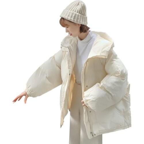 Short loose thick winter jacket 2020 new women Parka solid long sleeve single breasted hooded cotton padded jacket Female W71