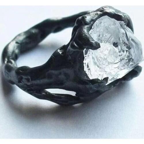 Hip Hop Male Female White Crystal Ring Vintage 14KT Black Gold Wedding Rings For Women Men Vintage Geometry Engagement Ring