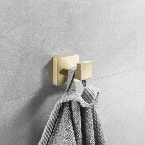 Brushed Gold 4-Piece Set Bathroom Accessories 304 Stainless Steel Wall Mount Toilet Paper Holder Towel Bar Ring Robe Hook