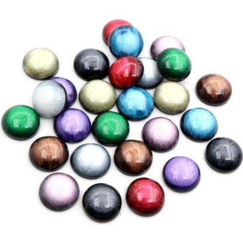 New Fashion 40pcs 12mm Mix Colors Stylish Color Brushed Style Flat back Resin Cabochons Cameo