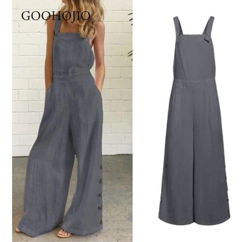 GOOHOJIO 2021 Spring Autumn New Sleeveless Solid Color Women Jumpsuits SIZE S-5XL Jumpsuit Ladies Casual Loose Rompers Womens