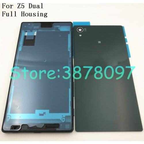 New Full Housing For Xperia Z5 Dual E6653 E6603 E6633 E6683 Middle Frame Front Faceplate Bezel Housing+Battery Case Cover