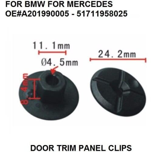 OE#A201990005 - 51711958025 DOOR TRIM PANEL CLIPS FOR BMW MERCEDES WHEEL ARCH LINER / PLASTIC CROSS NUT x10 BLACK NEW